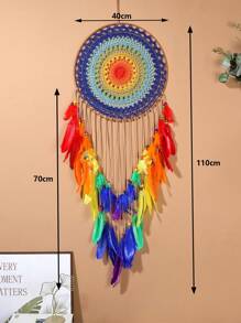 1pc Handmade Decorative Art Feather Dream Catcher - Ideal Wall Decor And Perfect Gift For Special Occasions, Children's Room, Party, Wedding, Handcrafted Concentric Feather Wall Hanging Decor Room Decor Bedroom Decor Home Decor