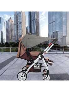 1pc Waterproof Baby Stroller Sun Shade - UV Protection, High-View Rain Cover, Fits Large & Double Strollers, Sunshade, Random Style