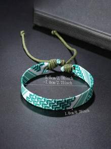 1 pièce Bracelet en tissu tressé fait main à la mode arabe, de couleur unie ou multicolore. (Le motif à rayures peut être aléatoire)