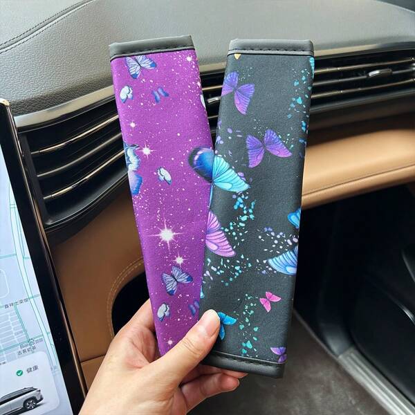 1 peça capa de cinto de segurança de carro com estampa de borboleta colorida