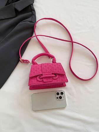 Drawstring Statement Lock Chic Casual Single Room Hand-Worn Small Square BagSuitable For Shopping, Wallet, Shopping, Young Women, College Students, Newcomers, White-Collar Workers. Very Suitable For Office, College, Work, Business, Commuting, Outdoor Activities, Travel And Outings