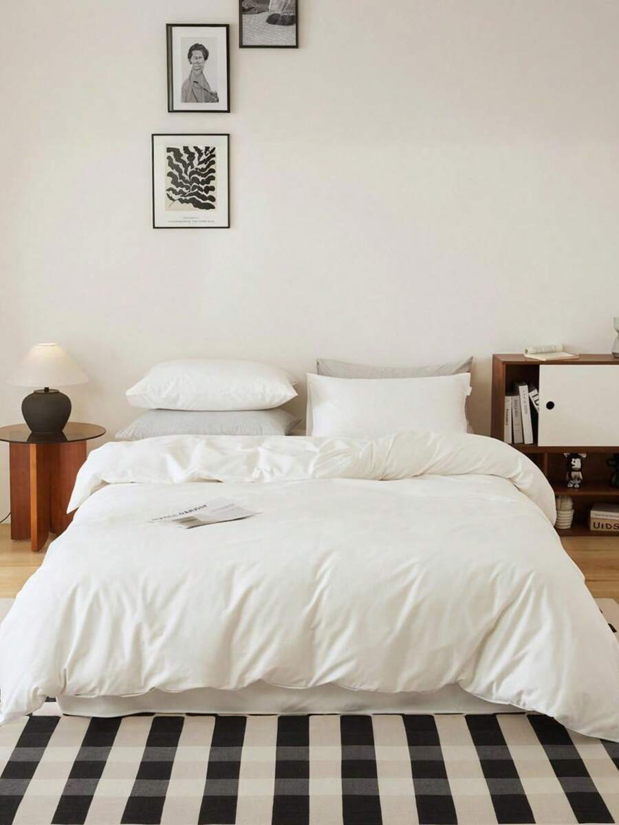 奶白色多巴胺色床上用品-薄款簡約風百搭純色百搭可愛簡約經典多巴胺色床上用品-春夏款-（被套加枕套48*74cm），多規格床品-宿舍，公寓，酒店，民宿。 160*220cm兩件組- 200*230cm三件組- 135*200cm兩件組- 240*220cm三件組 -265*230三件組- 200*200三件組-多色多尺寸 - 乳白色 - 查看 1