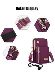 1pc Mini Crossbody Bag With Earphone Anti-Lost Strap,Small Shoulder Bag,Small Shoulder Bag With Earphone Jack,Crossbody Bag With Adjustable Shoulder Strap,Portable Coin Purse,Four Colors Available, Multi-Layer Crossbody Bag, Large Capacity,Very Suitable For Commuting, Traveling, Hiking And Other Occasions,Also A Great Choice For Various Holiday Gifts - Multicolor - View 4