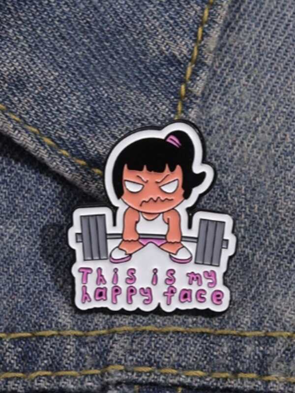 1 pieza Broche personalizado con forma de chica con barra de gimnasia y cara sonriente, joya de moda como regalo para amigos