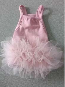 1pc Elegant Ballet Tulle Dress Pet Dog Clothes, Princess Dress Sleeveless Romantic Party Outfit, Suitable For Small Dogs, Cats, Cool Spring/Summer