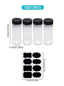 Set de 14 tarros de especias de plástico con tapas de clip, estantes de almacenamiento y kit de etiquetas para el hogar y la cocina, organización de cocina