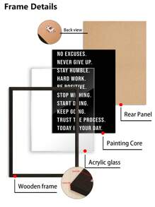 1 Stück, optionaler Rahmen, inspirierendes, motivierendes Wandkunstplakat - positive Zitate für Büro, Fitnessstudio, Dekor für Zuhause - Aufmunterungsgeschenke - positive Sprüche für Wanddekoration - Unternehmer Wandkunstbild