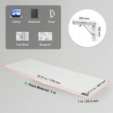 Material Handling,Workbenches & Accessories,Wall Mounted Work Table - White - View 2