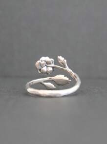 1 PC Vintage Silver Rose Ring For Women - Unique Dainty Jewelry, Valentine's Gift, Perfect For Daily Outfits