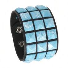 1pc Stylish Punk Multicolor Square Rivet Bracelet, Unisex Street Style Nightclub Halloween Accessory, Simple Leather Design To Showcase Personal Unique Character And Personalized - Multicolor - View 12