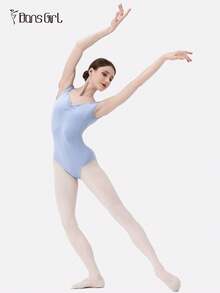 DonsGirl Women's Fitted Ballet Leotard - With Ruched Sleeves And Waist Design | Modern/Classical Dance Performance Costume - Blue - View 8