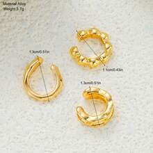 3 piezas Pendientes de clip asimétricos minimalistas de moda, joyas elegantes para uso diario, fiestas y regalos para niñas, amigos, familiares y novias, adecuados para usar todo el año