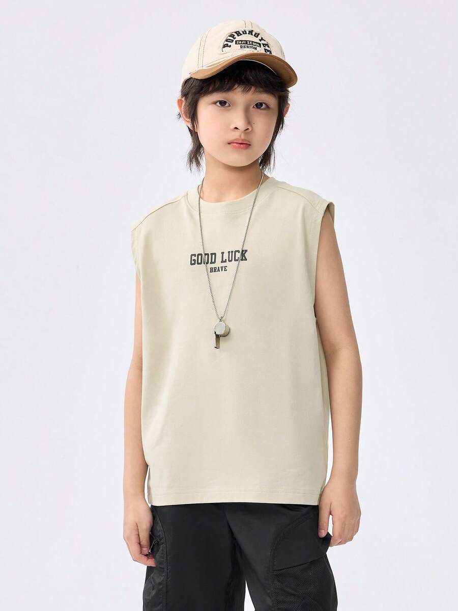 Balabala 男童背心儿童运动背心2025夏季无袖时尚纯棉时尚 - 煙灰卡 - 查看 1