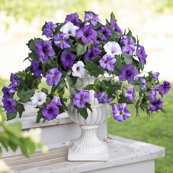 1pc 12-Branch Morning Glory Vine,Morning Glory ,UV Protection,For Outside Planter,Home Garden Balcony Yard Porch Decor