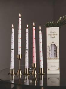 2pcs/Set (One Box) Long Pole Conical Heart Pink Candle, 9.84 Inches, Soy Wax Smokeless, Wedding Banquet Decoration Atmosphere Long Candle Branch, Black Heart, Red Heart, Pink Candle White Candle, Holiday Atmosphere Candle, Valentine's Day Candle, Cute And Fun Candle