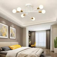 A Piece OfModern  Chandelier Ceiling Light Fixtures,6-Lights Industrial Metal Semi Flush Mount Ceiling Light For Bedroom Dining Room Living Room Kitchen Hallway 5 Colors To Choose From - 6-light Chandelier - View 10