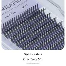 ANNAFRIS 12 rangées de rallonges de cils manga renard, spire Eif Pteris, frisure C/D de 8 à 15 mm mélangée, amas de cils bandes de style manga, look naturel volumineux et moelleux, pour les yeux des femmes et les soirées, pour les professionnels, plus facile à greffer, faux cils légers prémontés en éventail, plumes de style anime, outils de maquillage à fleurs automatiques, pour les débutants dans les salons de beauté, cils manga, amas de cils bandes de style manga, amas de cils, faux cils individuels, cils, faux cils - Noir - Voir 15