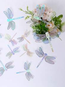 12/24Pcs(12Pcs/Pack) 3D Wall Sticker Dragonfly Party Decoration Festival Supplies Arched Door Decorations DIY Home Room Wedding Decor Table Centerpieces Accessories Valentine's Day Mother's Day 12 Themes For 12 Festival