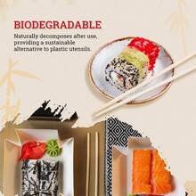 52USA Disposable Bamboo Chopsticks (100 Sets) - 9'' Long, UV Treated, Individually Wrapped Japanese And Chinese Wooden Chopsticks Bulk - 白色 - 查看 9