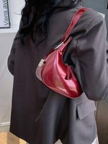 Women's Unique Design Crescent Moon Handbag, Small Underarm Shoulder Mirror Bag, & Versatile
