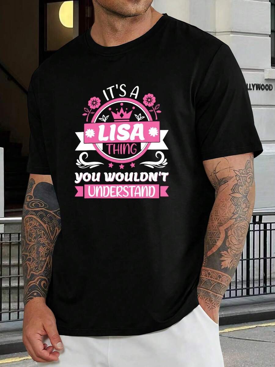 Camiseta personalizada con el nombre de Lisa - Regalo personalizado con nombre para mujeres y niñas - Camiseta única de cumpleaños - Regalo para fans de Lisa - Top de manga corta a la moda - Exclusivo online - Negro - Ver 1