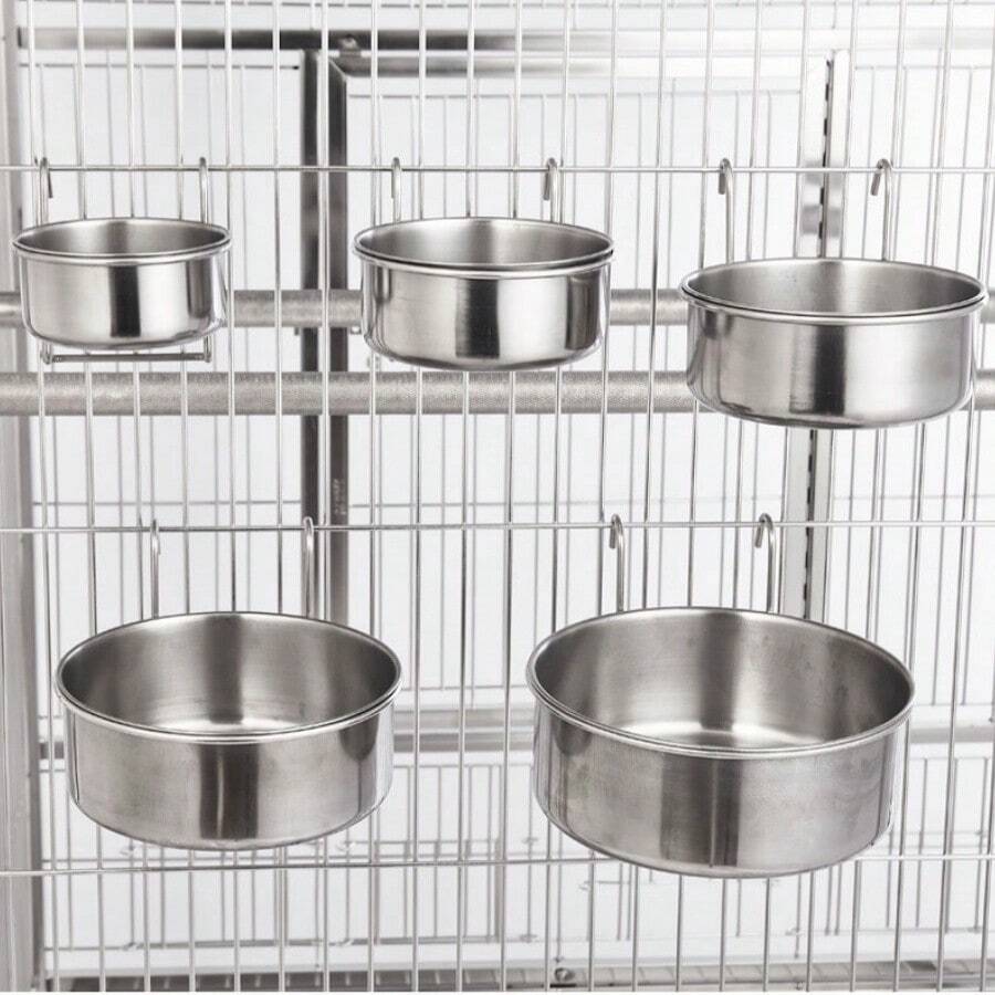 Stainless Steel Cat/Dog Feeders & Waterers, Detachable Hanging Cage Bowls For Teddy Dogs & Small Pets