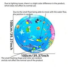 1 件圆形充气游戏垫，大型圆形海豚戏水垫，适合幼儿的 PVC 水上游戏垫，卡通游戏水垫，鼓励活动和感官发育，非常适合婴儿作为游戏垫，早期教育爬行垫，很棒的圣诞节万圣节感恩节礼物，新年礼物，情人节礼物。