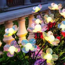 1 Peça Luz Solar para Jardim Externo, Luzes Piscantes de 6 LEDs com Formas de Vaga-lume e Flor Fada em 2 Modos, Luz Decorativa à Prova d'Água para Jardim, Adequada para Quintal, Pátio, Caminho, Gramado