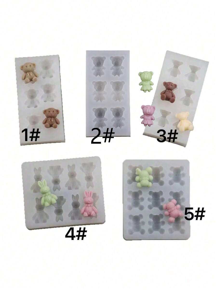 迷你熊DIY手工香氛石膏多功能硅胶模具 - 白色 - 查看 1