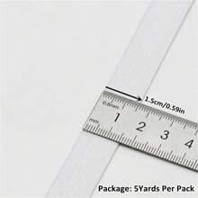 لفة (2-5) ياردة بالحزمة بحزام مرن منسوج بعرض 1.5/2/2.5/3/4/5 سم باللونين الأبيض والأسود، حزام مطاطي لخياطة الملابس والتفصيل وخياطة الألسنة والأشرطة