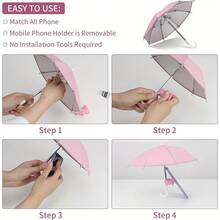 1 szt. Mini parasol z uniwersalnym stojakiem na przyssawkę w kształcie świni, odpowiedni do smartfonów, zewnętrzny antyodblaskowy daszek przeciwsłoneczny, wykonany z włókna poliestrowego, wodoodporny i chroniący przed słońcem, z antyrefleksyjną folią ochronną ekranu // Losowo zapakowany