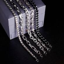1pc Fashionable & Minimalist Thick Chain Necklace For Men, Industrial & Vintage Style Thick Cuban Link Necklace, Unisex Titanium Steel Choker Necklace, Length 50cm, Width 0.9cm