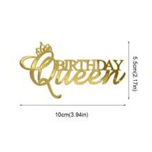 1 pièce Élégant Couronne d'or Cake Topper avec design "Birthday Queen", strass scintillants, parfait pour les célébrations d'anniversaire de dame, en matériau acrylique, sans alimentation électrique, décoration de gâteau de fête | Décoration de gâteau élégante | Décoration de strass, Cake Topper