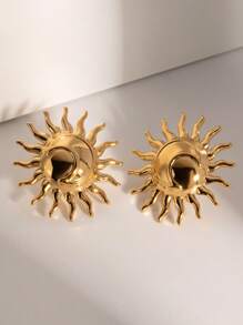 1 par de brincos exclusivos clássicos com design sunburst, estilo palácio exótico