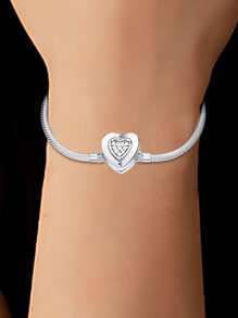 New Design Heart-Shaped Diamond Snake Bone Bracelet, Suitable For Original 925 Silver DIY Bracelet, Fashionable And Exquisite Jewelry For Women's Birthday Wedding