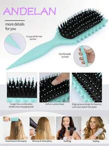 全新升级卷发定型刷，卷发刷采用特殊设计，卷发定型造型刷特别适合卷发，卷发定型刷 - 尼龙卷发造型刷，塑造和定型卷发，减少拉扯和分离，适合女性和男性 - 彩色 - 查看 2