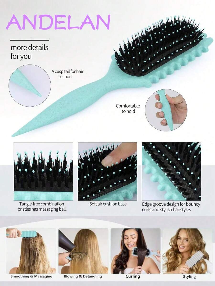 全新升级卷发定型刷，卷发刷采用特殊设计，卷发定型造型刷特别适合卷发，卷发定型刷 - 尼龙卷发造型刷，塑造和定型卷发，减少拉扯和分离，适合女性和男性