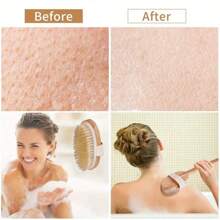 1 Pc Wood Handle Body Brush, Detachable Soft Exfoliating Bath Brush, Suitable For Fall Decor Home Bathroom Decor, Used For Perfect Skin Body Massage Scrubbing, Natural Bristle Brush For Dry Skin, For Treating Cellulite, Lymphatic Drainage, Improving Blood Circulation, Medium Intensity, Shower, Bathroom Home Decor, Living Room, Bedroom, Travel Goods, Wedding, Party, Birthday, Gift For Men, Mom, Dad, Friends, New Year, Accessory, Fun Gift Back To School