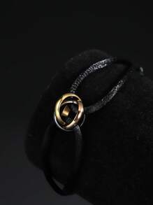 1 pièce Bracelet tressé chanceux en cercle tricolore en acier inoxydable branché pour femmes, convient pour la décoration quotidienne