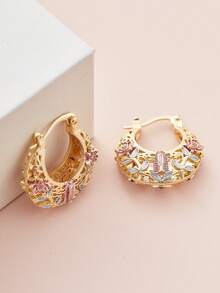 一对优雅镂空雕花耳环，精致配饰，复古波西米亚风格女士首饰，结婚礼物 - 耳環 - 查看 5