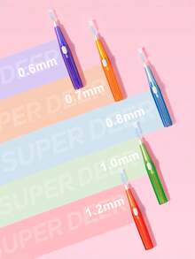 10/30/60 件牙间刷（带盒），0.6 毫米、0.7 毫米、0.8 毫米，牙齿清洁工具，口腔卫生牙间刷，牙签清洁器，用于细节清洁，返校 - 彩色 - 查看 5