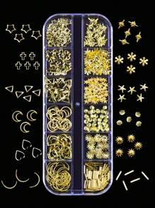 12 Grid Seashell Starfish Nail Arts Decorative Creative Metal Nail Accessories DIY Summer Nail Charm Nail Jewelry Nail Art Supplies