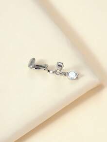 1pc Fashion Versatile Minimalist Zirconia Fake Belly Button Ring - Silver - View 2