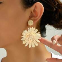 1 Pair Of Woven Daisy Earrings For Women, Beach Bohemian Earrings For Women