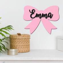 1件定制木质姓名牌，个性化姓名，独特领结设计，多种颜色可选，适用于卧室、客厅、家居装饰、婚礼、生日、情人节、派对、复活节等场合，可作为定制礼物或个性化礼物。 - 彩色 - 查看 12