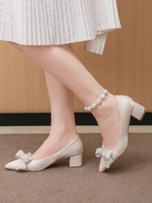 Red Bride Wedding Shoes For Women, New 2024 Summer Low Heel Chunky Heel Non-Fatiguing High Heel Shoes For Bridal Ceremonies