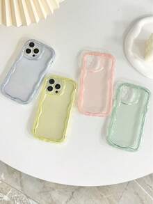 Cute Solid Color Basic Phone Case Asymmetrical Wavy Ripple Translucent 4pcs Thick Red 10 Protective Cases Colorful Candy Painted Shock-Proof Covers For New 14 Compatible With IPhone Waterproof Anti-Fall Scratch Resistant Birthday Gift Party - Multicolor - View 3