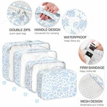 8pcs Travel Packing Cubes Set,Travel Portable Clothes Storage Bags, Compression Storage Shoe Bag, Clothing Underwear Bag, Luggage Packing Organizers,Pack Your Luggage With Ease ,Travel Essential Accessories - 藍花 - 查看 3