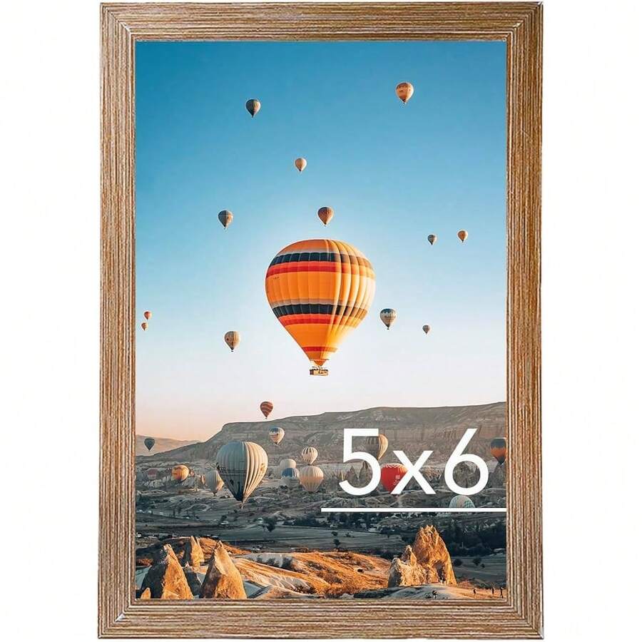 New 5x6 Picture Frame Rustic Brown For Wall Hanging Or Tabletop, Wall Mounting Horizontally Or Vertically, 5 X 6 Wall Gallery Poster Photo Frame Shatter Ristant Plexiglass, Rustic Brown - Rustic Brown 5x6 inch - View 1