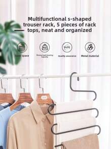 Stainless Steel Multifunctional Magic S-Type Multi-Layer Pants Rack Pants Hanger Wardrobe Organizing Rack Pants Hanger With